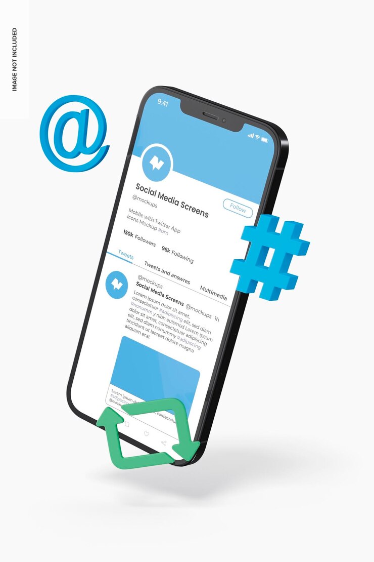 PSD mobile with social media icons psd mockup, falling