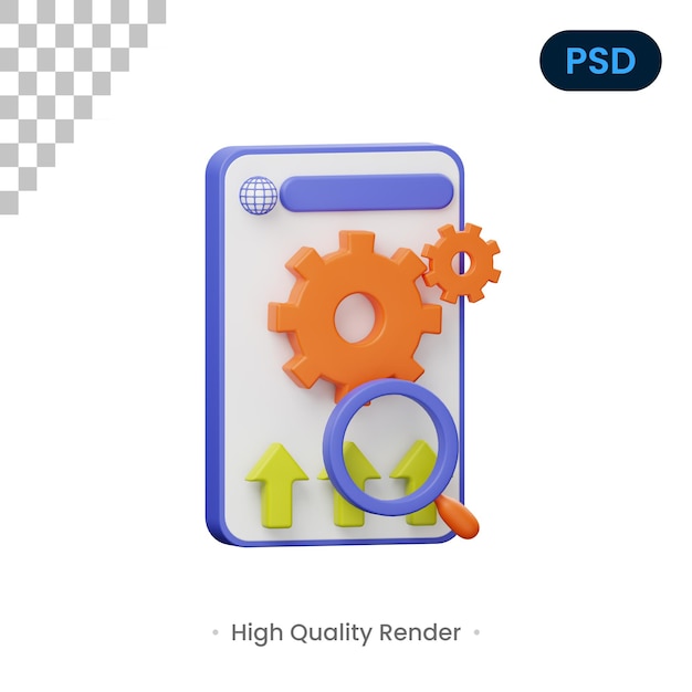 PSD mobiles zahnrad 3d render illustration premium psd