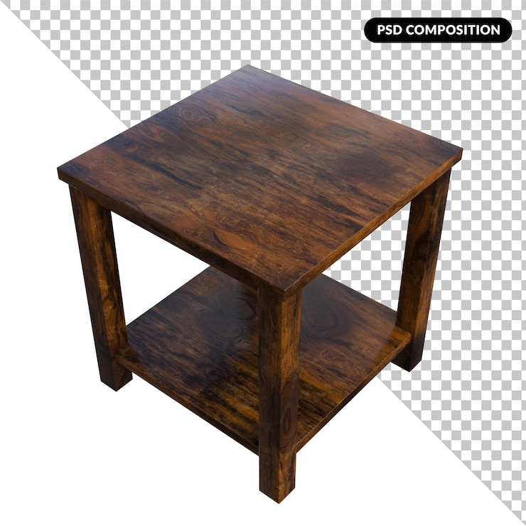 PSD mobiliário de mesa lateral isolado 3d