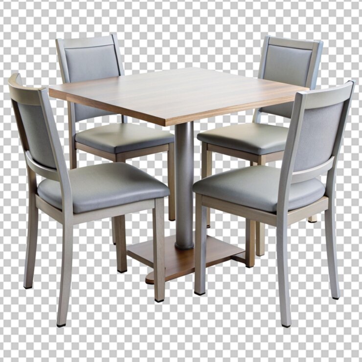 PSD mobiliario de mesa de restaurante gris de cuatro asientos png