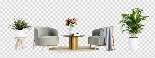 PSD mobilier d'intérieur moderne en rendu 3d