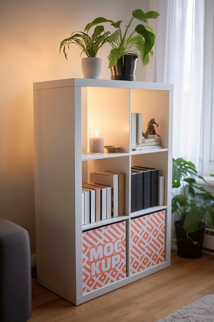 PSD mobilier avec maquette de boîte carrée