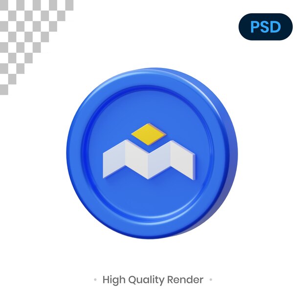 Mobox coin 3d render ilustração psd premium