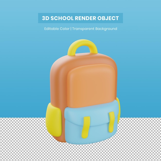 PSD mochila 3d educación escuela icono objeto