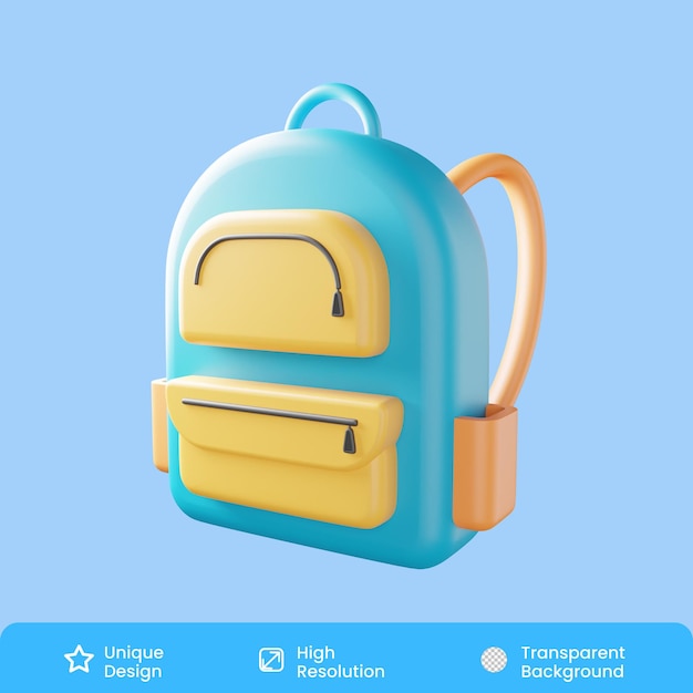 PSD mochila, 3d, ilustración