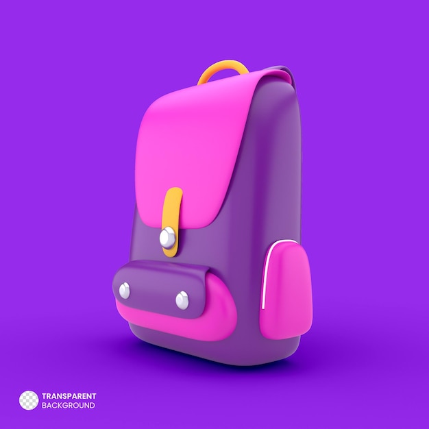 Mochila de mochila de escola isolada ícone 3d render ilustração