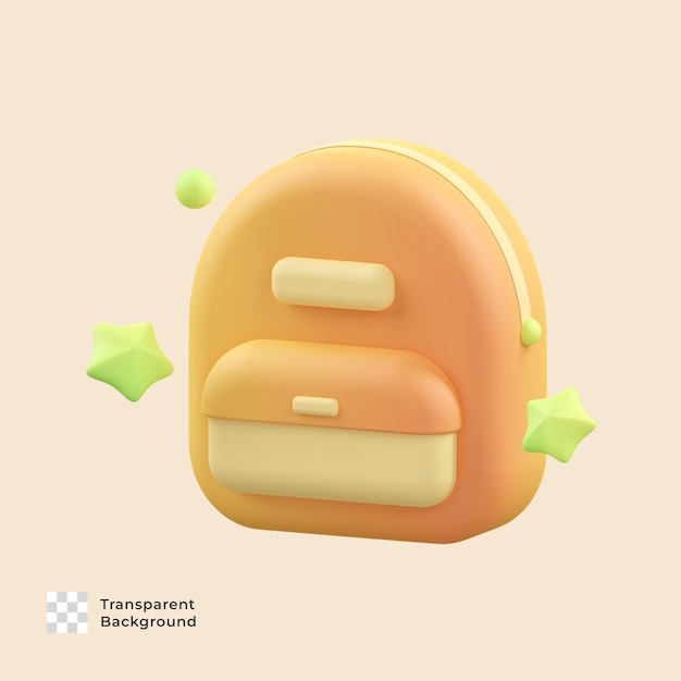 Mochila escolar 3d ilustração do ícone de renderização