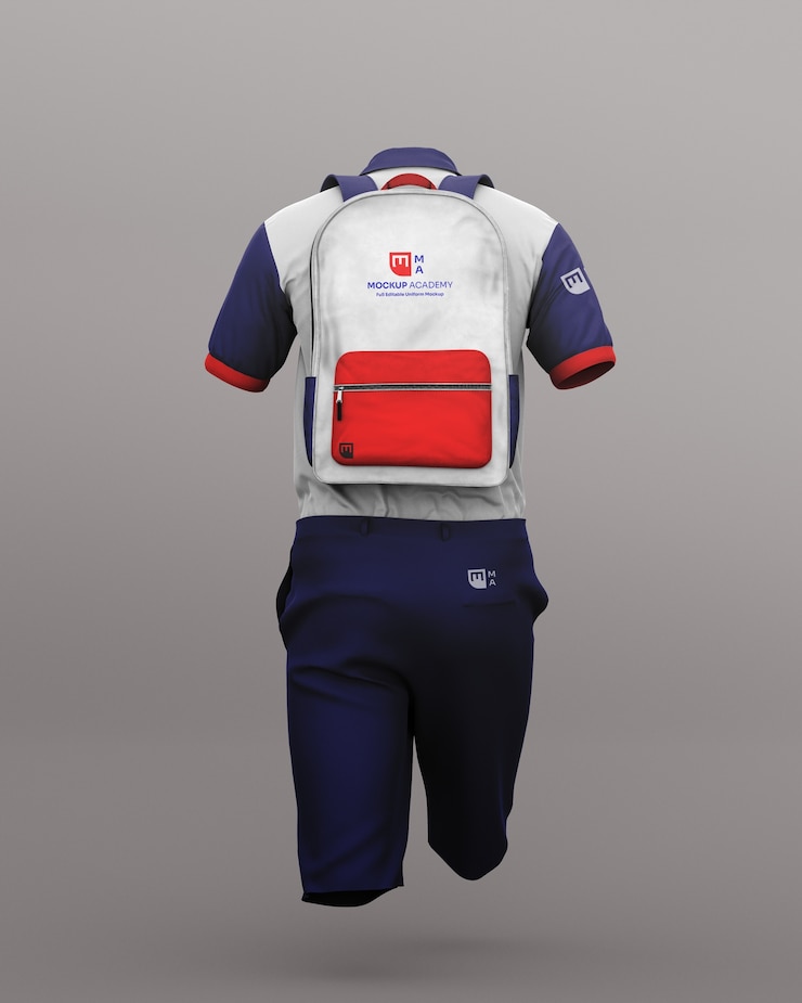 PSD mochila escolar e maquete de roupas
