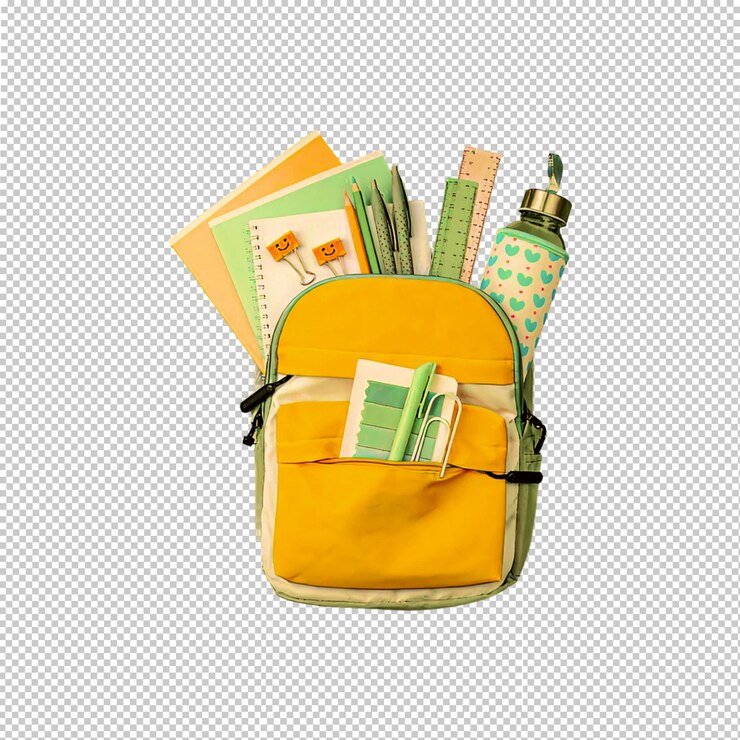 PSD una mochila llena de suministros escolares