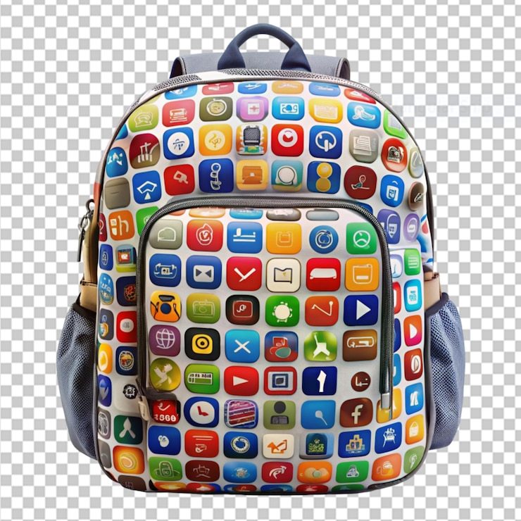 PSD mochila de medios sociales en un fondo transparente