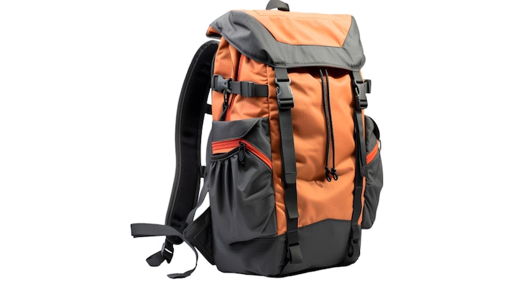 PSD una mochila con una mochila naranja y gris