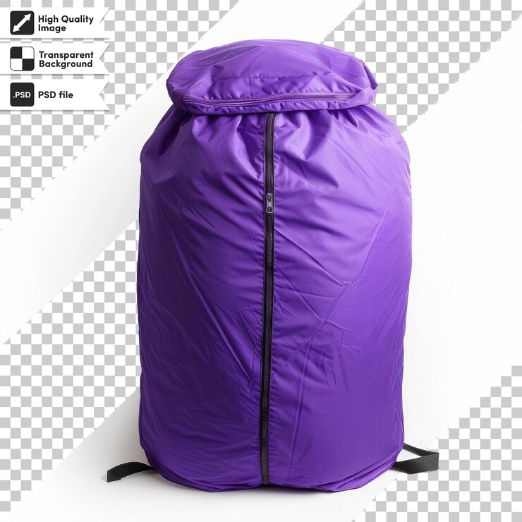 PSD una mochila púrpura con una cremallera negra