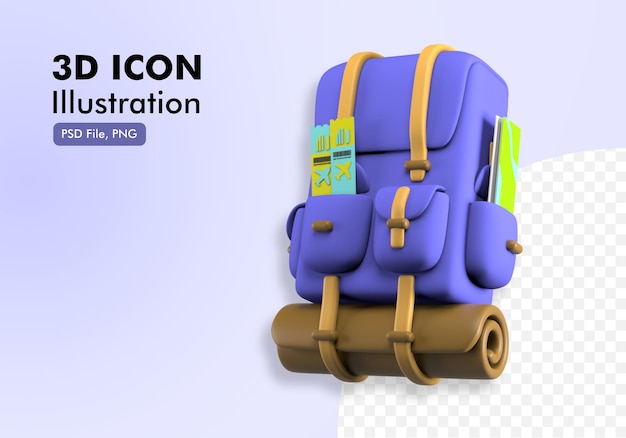 Mochila, viaje, 3d, icono