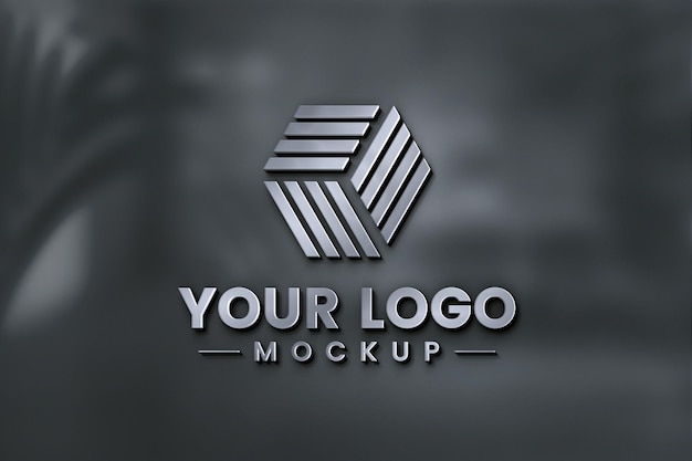 Mock de logotipo 3D de acabado metálico