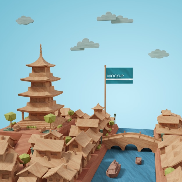 Mock-up 3D-Städte Welttag Gebäude Miniaturmodell