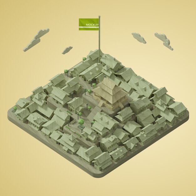 Mock-up 3D-Städte Welttag