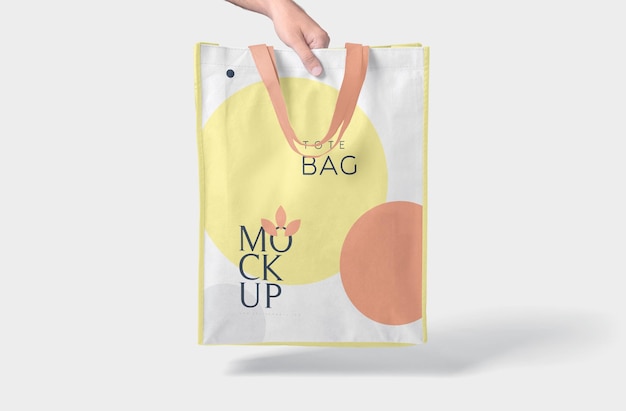 Mock Up de bolso tote en forma de rectángulo con asas