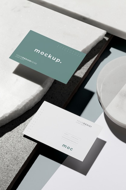 mock-up business card arrangement