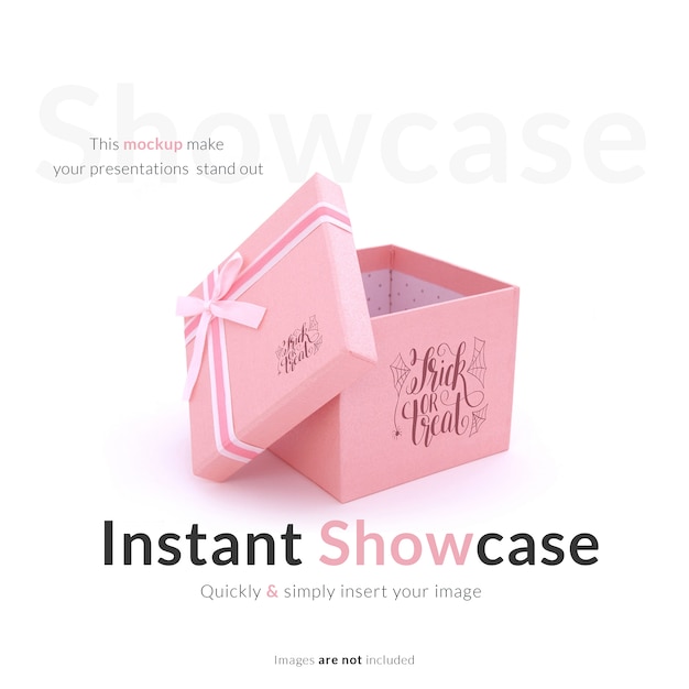 Mock up de caja de regalo rosa