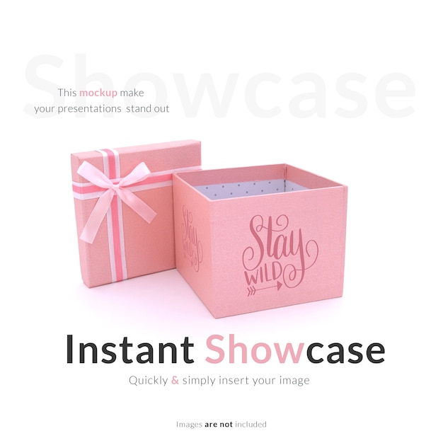 Mock up de caja de regalo rosa