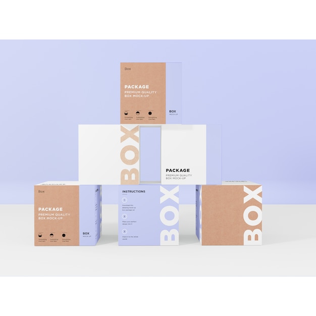 Mock up de cajas sobre fondo azul