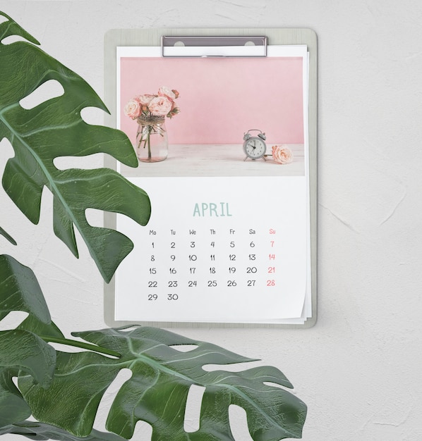 PSD mock up de calendario dibujado