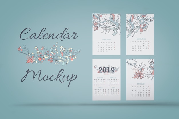 PSD mock up de calendario dibujado