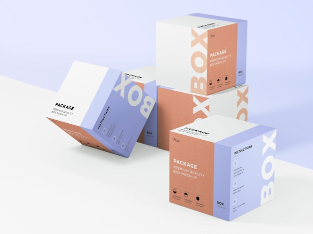 Mock up de colección de cajas