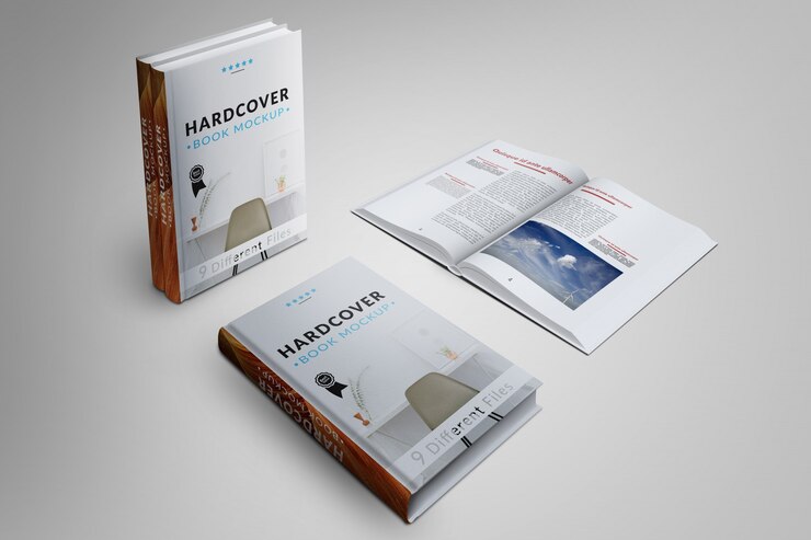 Mock up de cubiera y páginas de libro