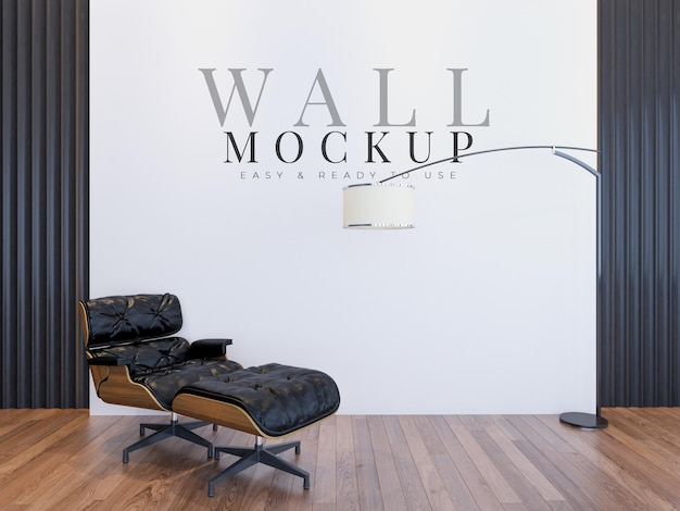 Mock up da parete in design d'interni moderni con mobili e decorazioni