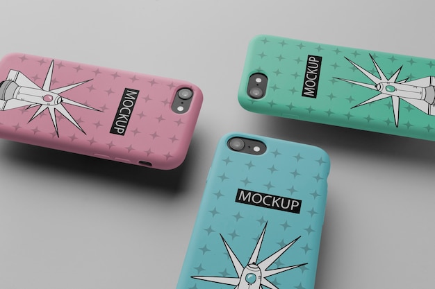 Mock-up dal design minimalista con smartphone nella custodia