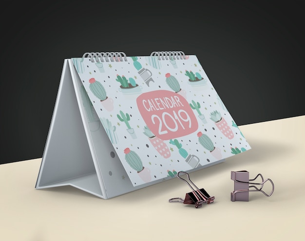 PSD mock up de calendário desenhado de mão