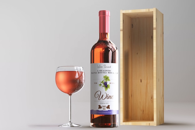 Mock-up de rótulo de garrafa de vinho realista