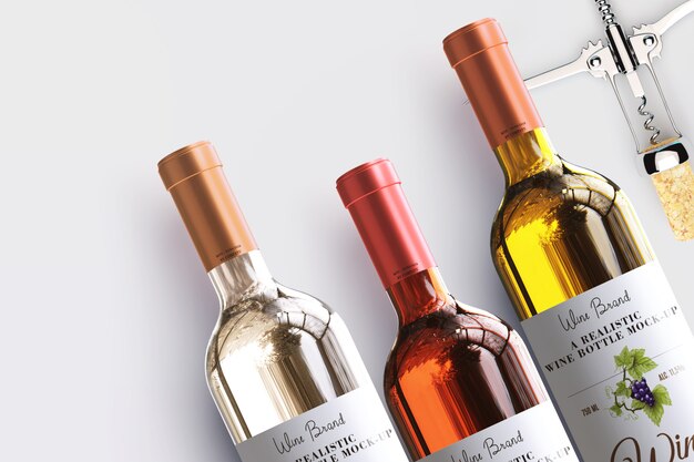 Mock-up de rótulo de garrafa de vinho realista