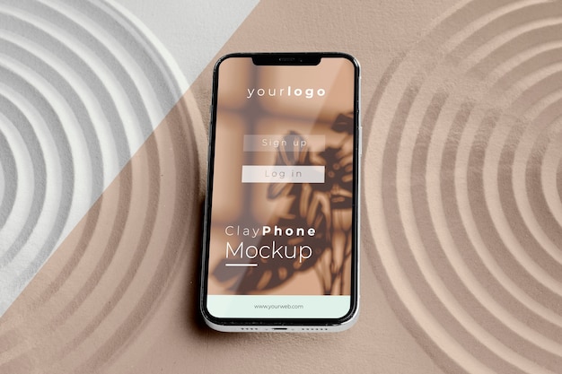 PSD mock-up de telefone em composição de areia