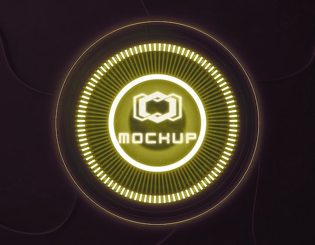 Mock-up del logo con luci brillanti