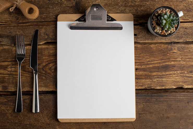PSD mock-up del menu del caffè con appunti