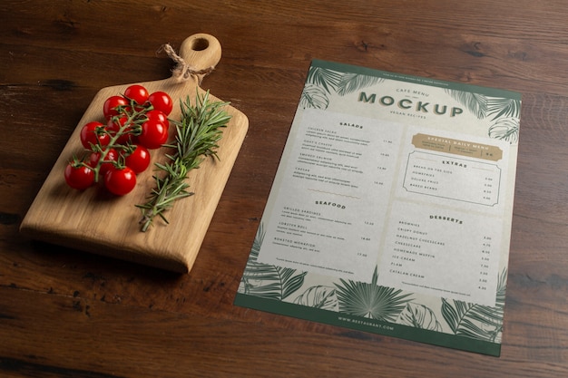 Mock-up del menu del caffè con carta