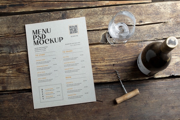 Mock-up del menu di carta del caffè