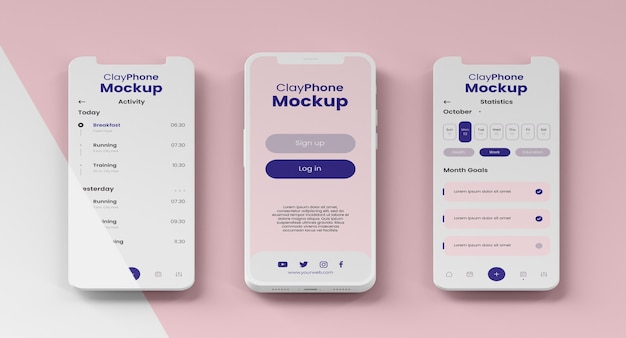 Mock-up dell'interfaccia dell'app sullo schermo del telefono