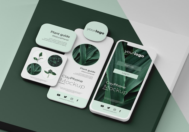 Mock-up dell'interfaccia dell'app sullo schermo del telefono