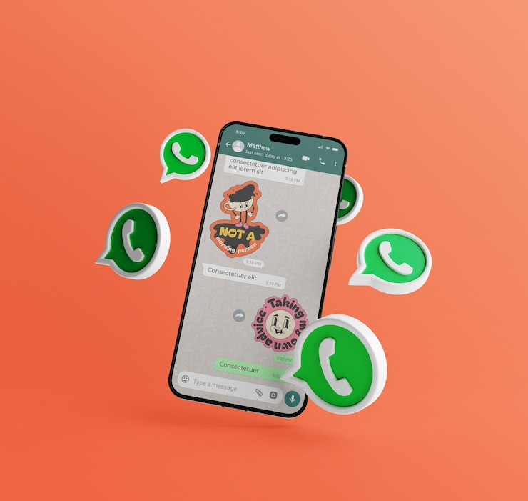 PSD mock-up dell'interfaccia di conversazione di whatsapp sullo smartphone