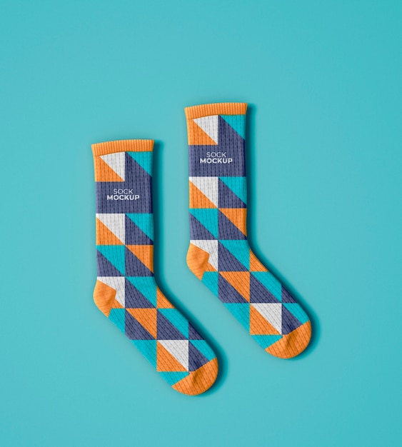 mock-up design for socks with abstract pattern