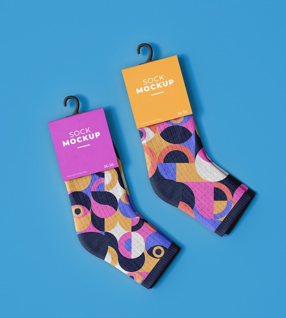 PSD mock-up-design für socken mit abstraktem muster