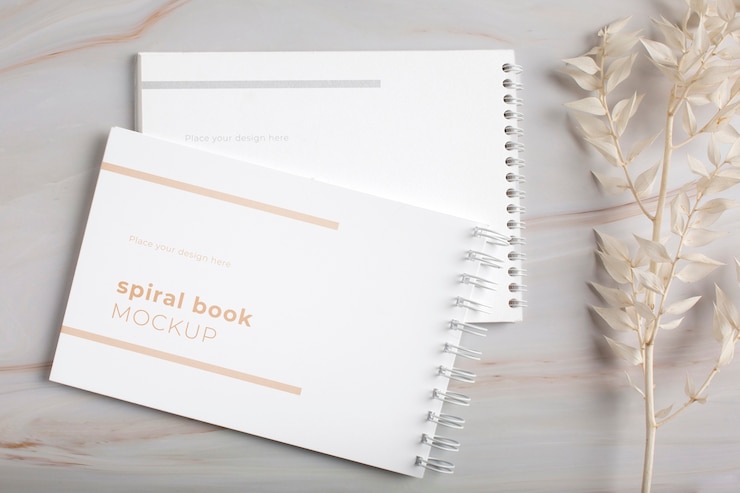 PSD mock-up-design für spiralnotizbuch