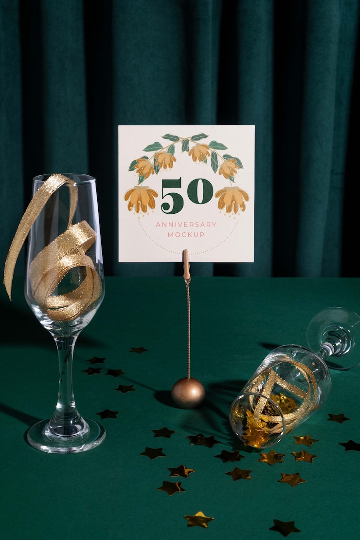 PSD mock-up design per 50 anni di invito a una festa di celebrazione del matrimonio