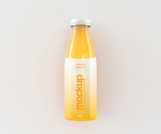Mock-up di bottiglia di vetro trasparente per succo di frutta
