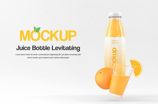 Mock-up di bottiglia di vetro trasparente per succo di frutta