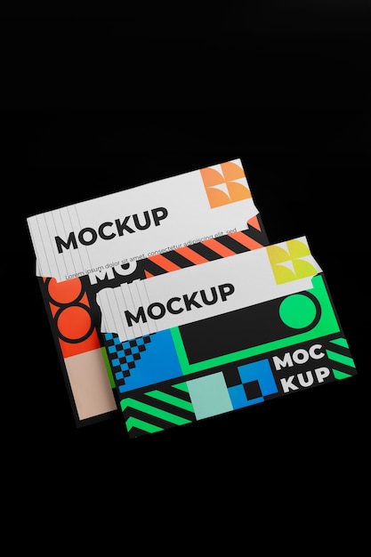 Mock-up di lettere e buste con colori al neon