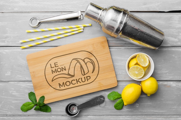 Mock-up di limone e shaker